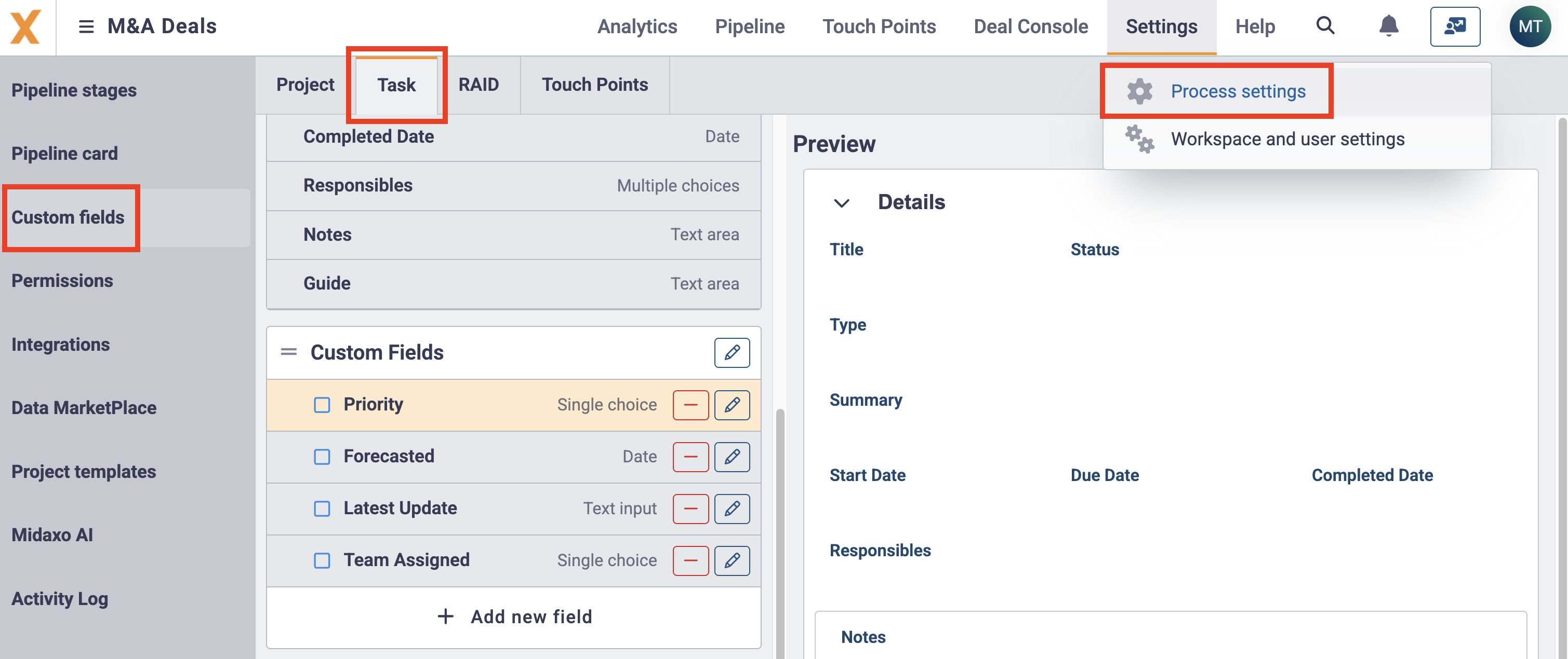 Custom Fields for Tasks