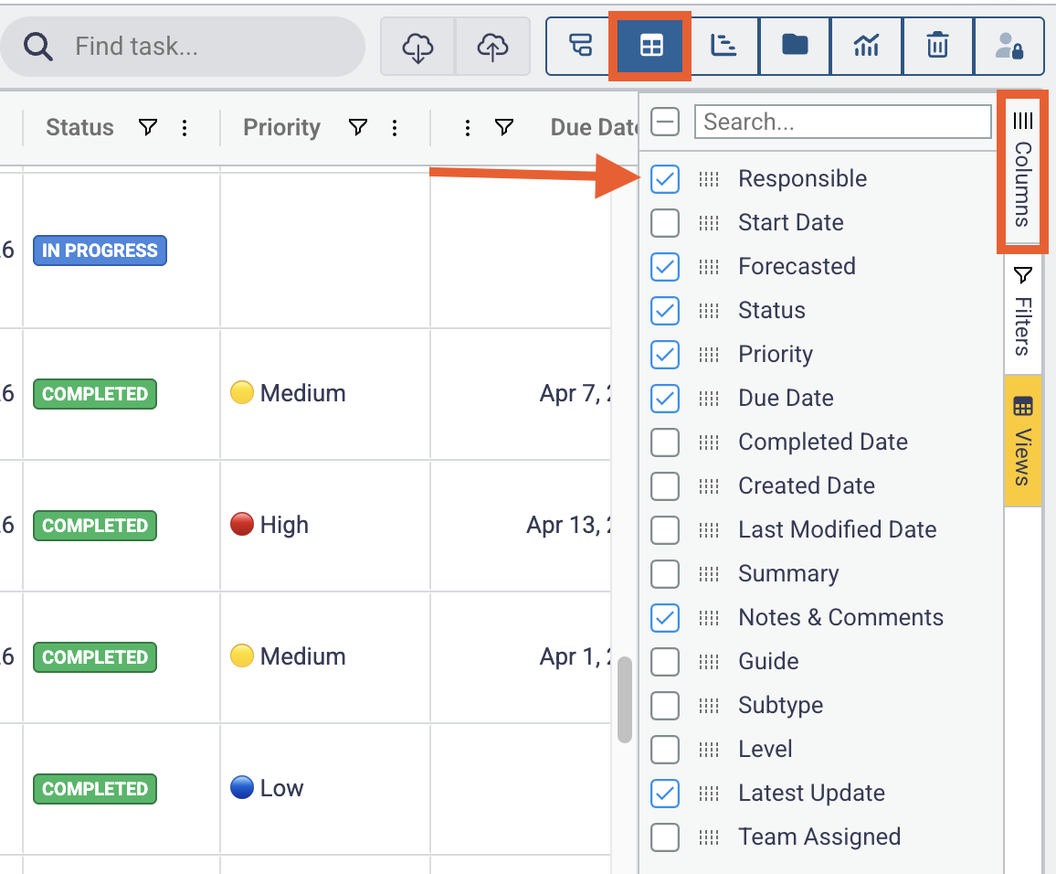 Grid View in Tasks