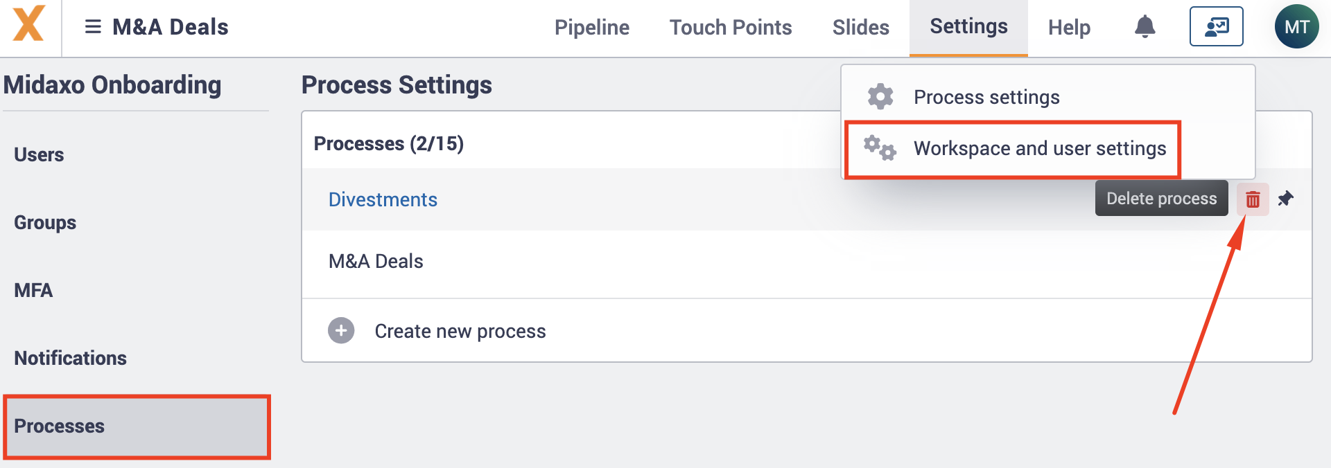 Deleting a Process