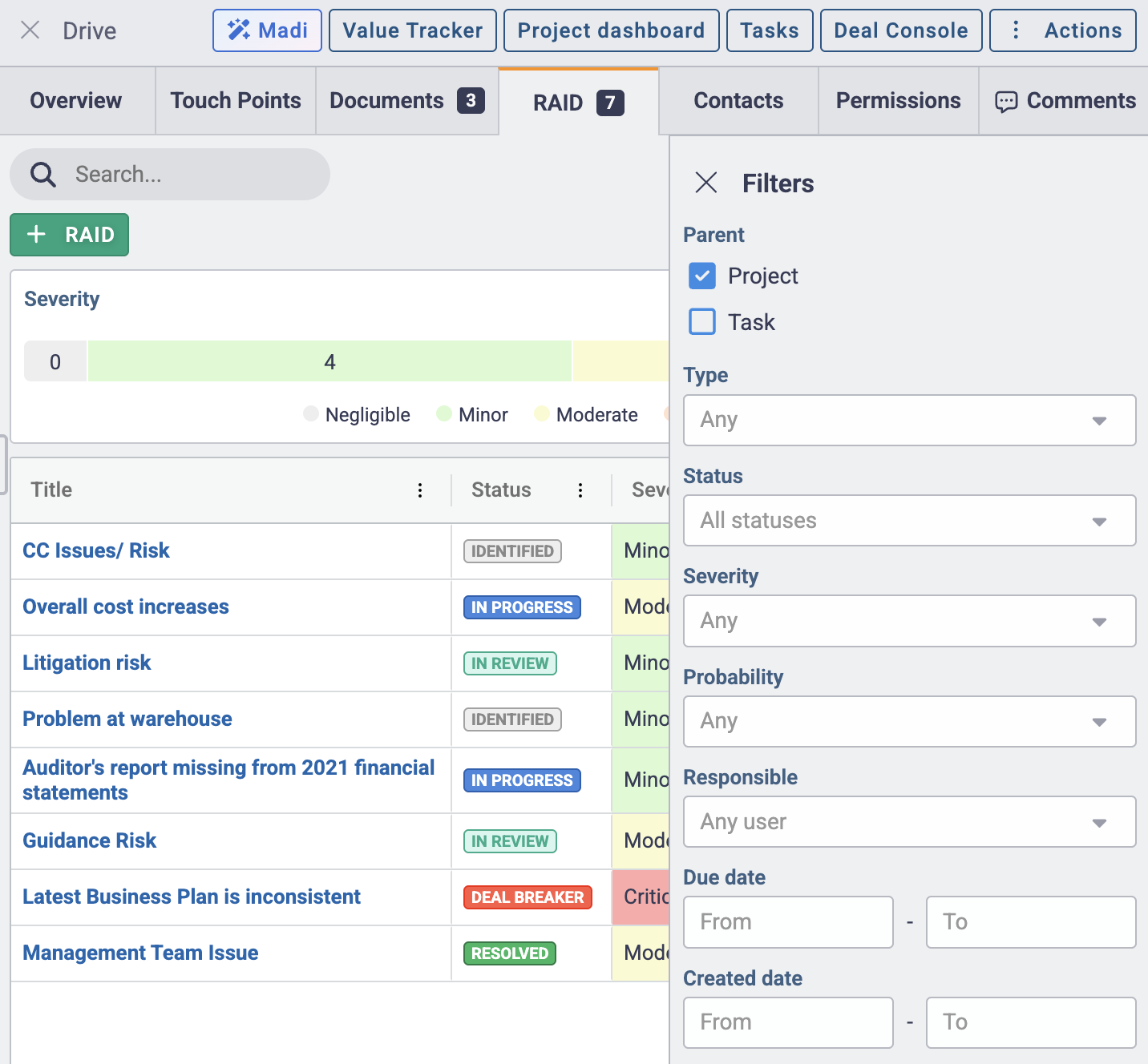 Custom Fields and Grid View for RAID Log