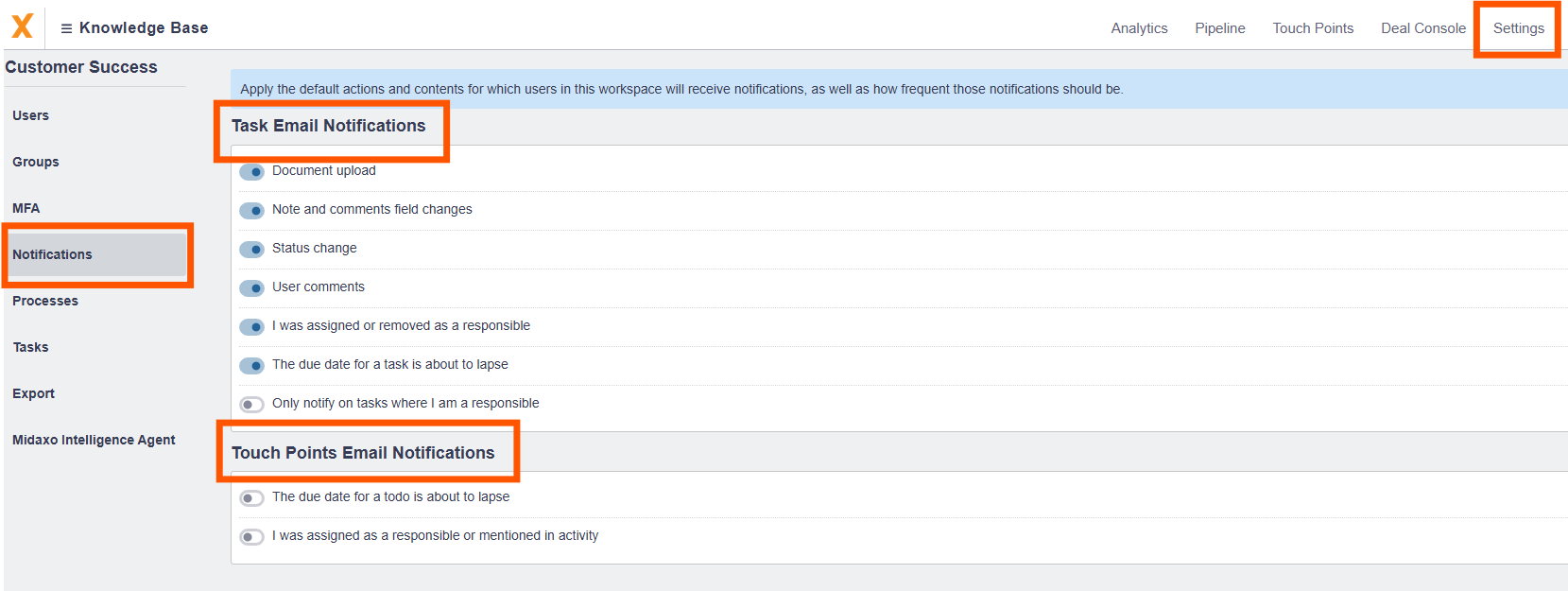 Setting your default account notifications