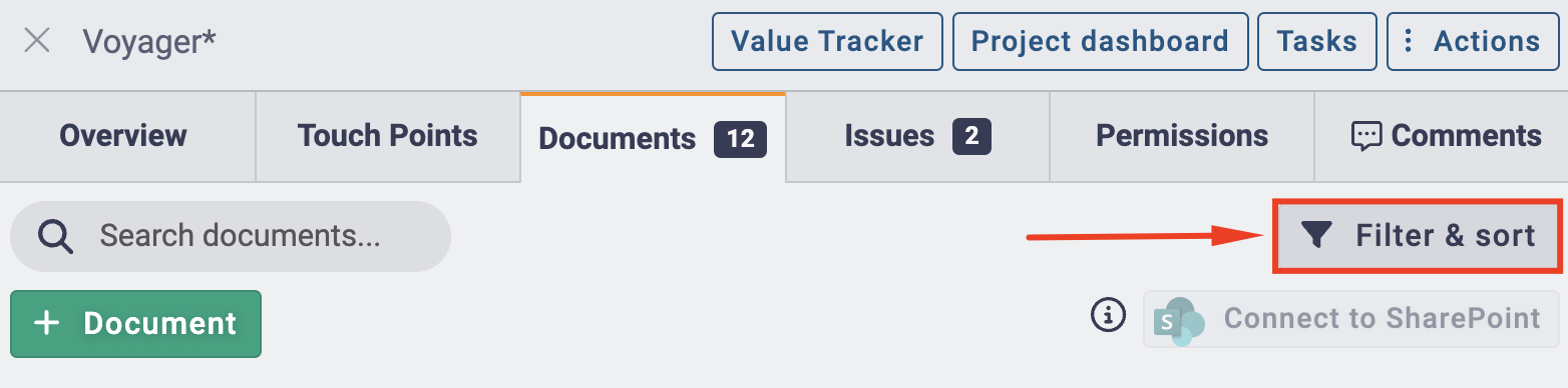 Project and Touch Point Document Search
